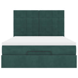 Cadre de lit ottoman avec matelas vert foncé 140x200 cm velours