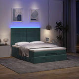 Cadre de lit ottoman avec matelas vert foncé 140x200 cm velours