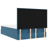 Cadre de lit ottoman avec matelas bleu foncé 140x200 cm velours