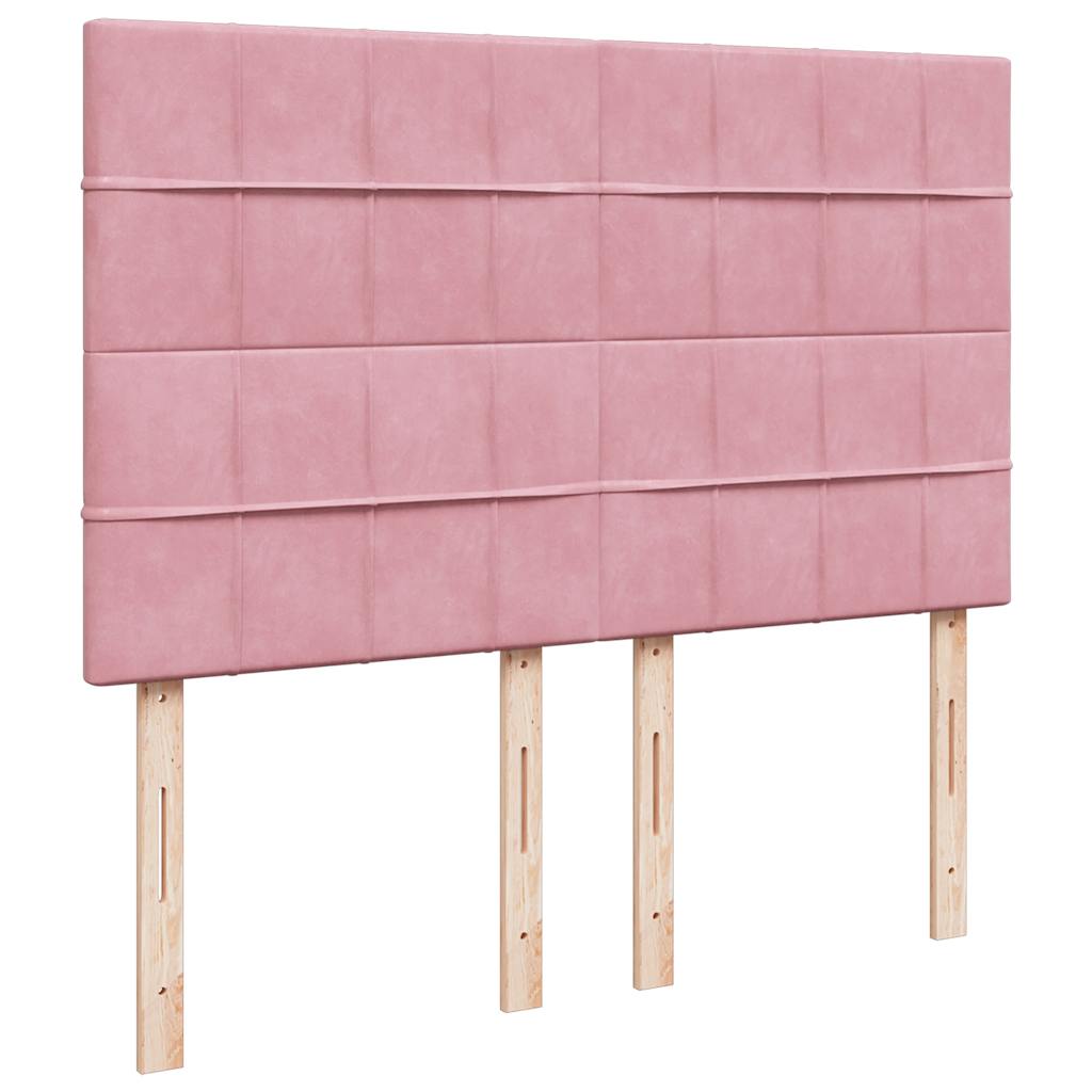 Cadre de lit ottoman avec matelas rose 140x200 cm velours