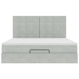 Cadre de lit ottoman et matelas gris clair 160x200cm velours