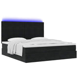 Cadre de lit ottoman avec matelas noir 160x200 cm velours