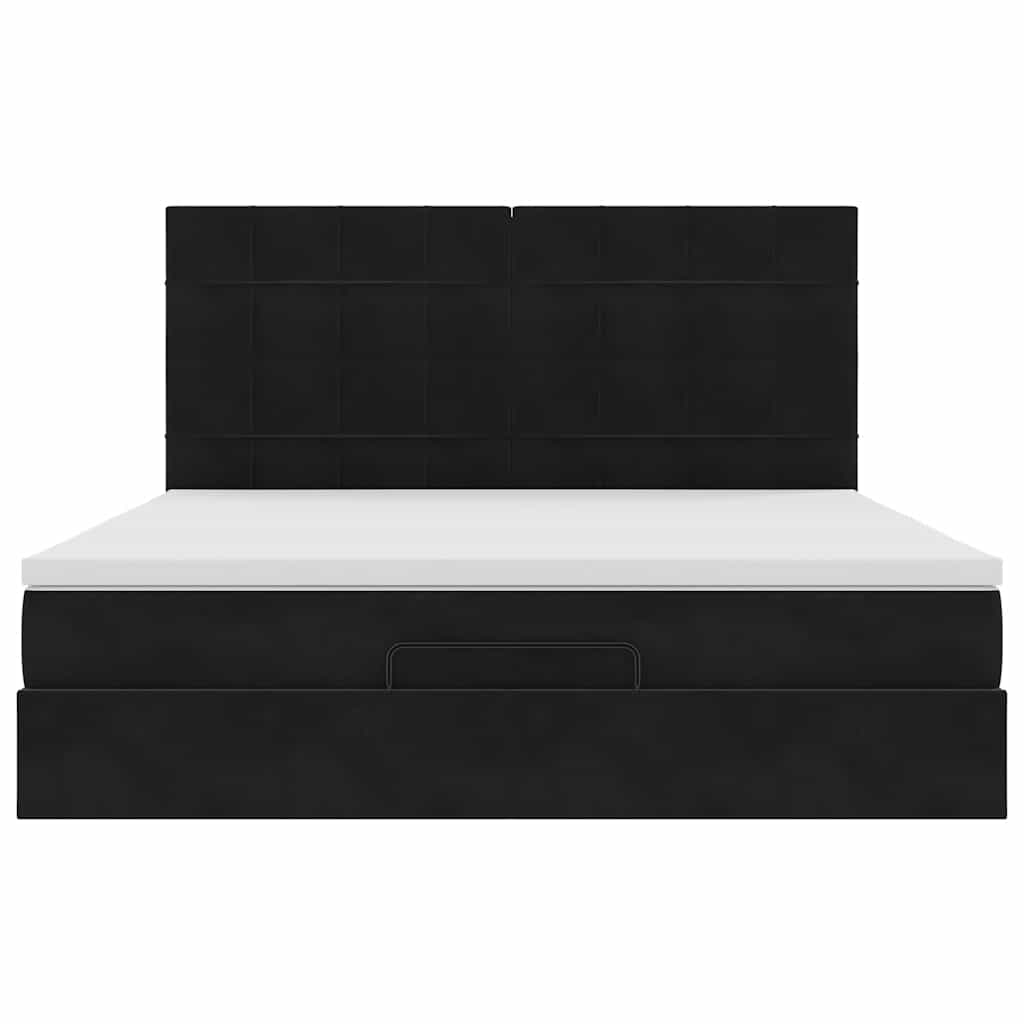 Cadre de lit ottoman avec matelas noir 160x200 cm velours