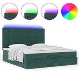 Cadre de lit ottoman avec matelas vert foncé 160x200 cm velours