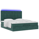 Cadre de lit ottoman avec matelas vert foncé 160x200 cm velours