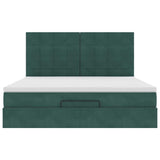 Cadre de lit ottoman avec matelas vert foncé 160x200 cm velours