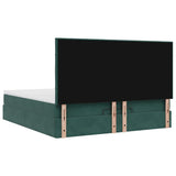 Cadre de lit ottoman avec matelas vert foncé 160x200 cm velours