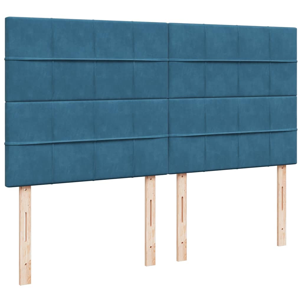 Cadre de lit ottoman avec matelas bleu foncé 160x200 cm velours