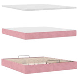 Cadre de lit ottoman avec matelas rose 160x200 cm velours