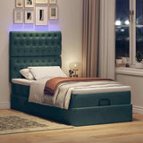 Cadre de lit ottoman avec matelas vert foncé 100x200 cm velours