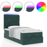 Cadre de lit ottoman avec matelas vert foncé 100x200 cm velours