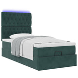 Cadre de lit ottoman avec matelas vert foncé 100x200 cm velours