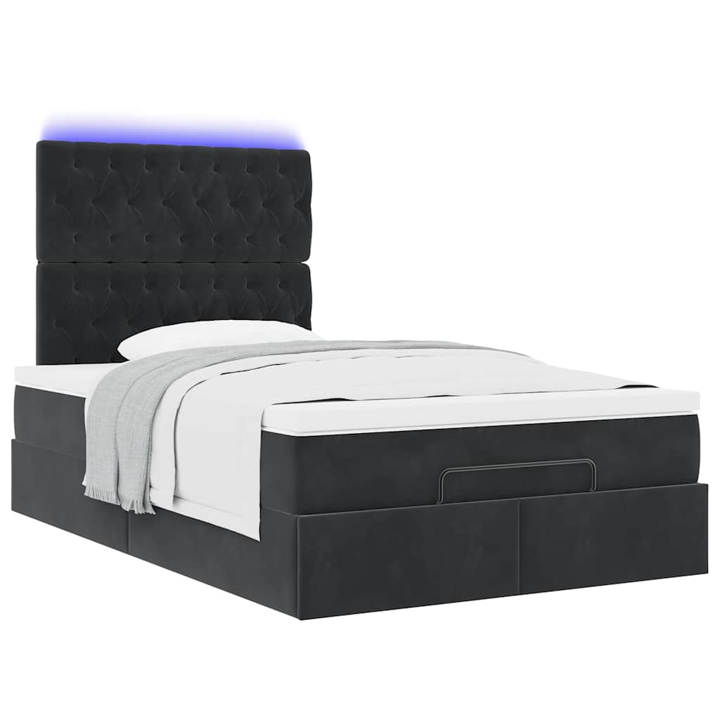 Cadre de lit ottoman avec matelas noir 120x200 cm velours