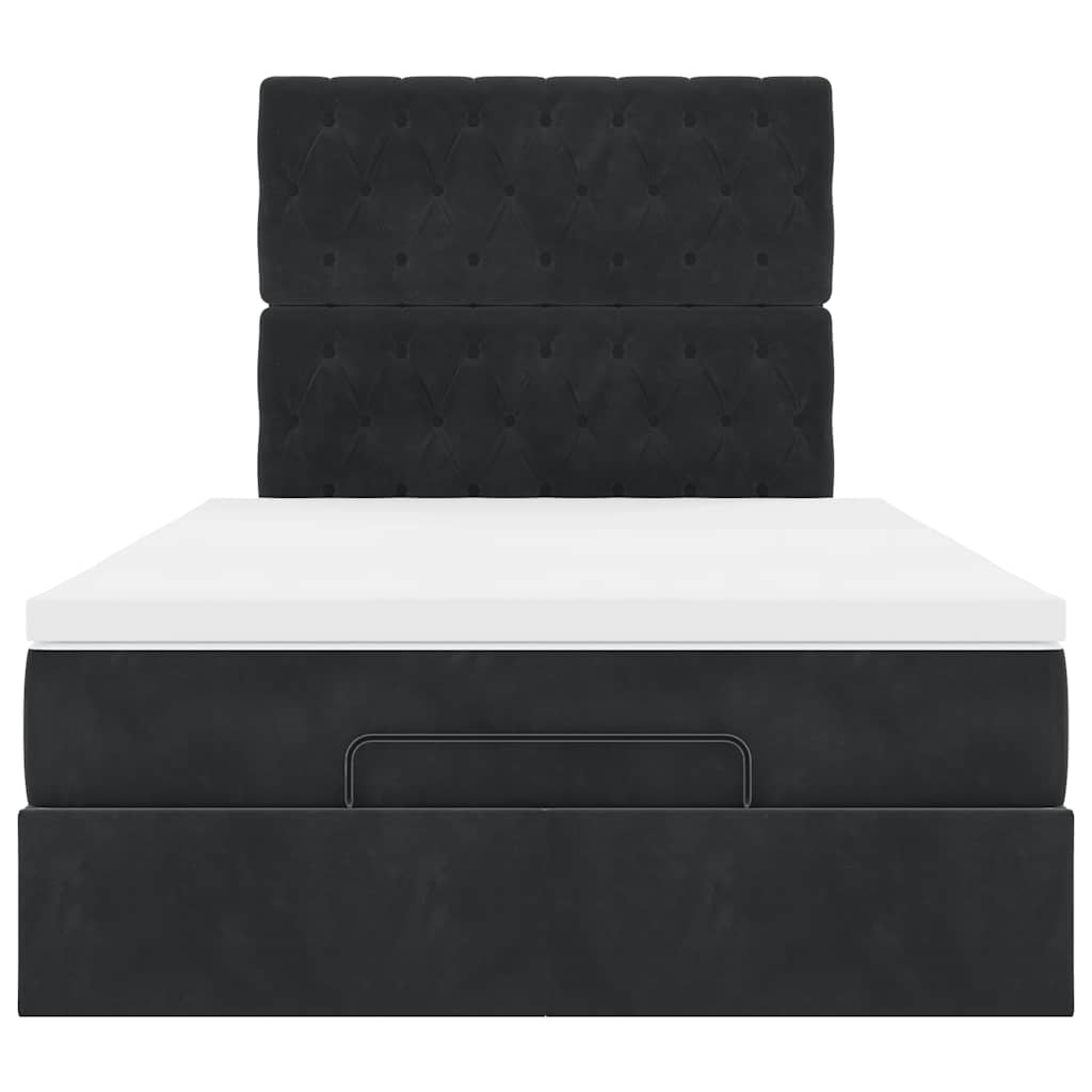 Cadre de lit ottoman avec matelas noir 120x200 cm velours