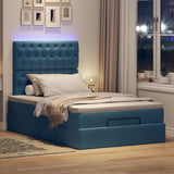 Cadre de lit ottoman avec matelas bleu foncé 120x200 cm velours