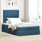 Cadre de lit ottoman avec matelas bleu foncé 120x200 cm velours