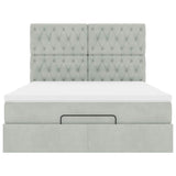 Cadre de lit ottoman et matelas gris clair 140x190 velours