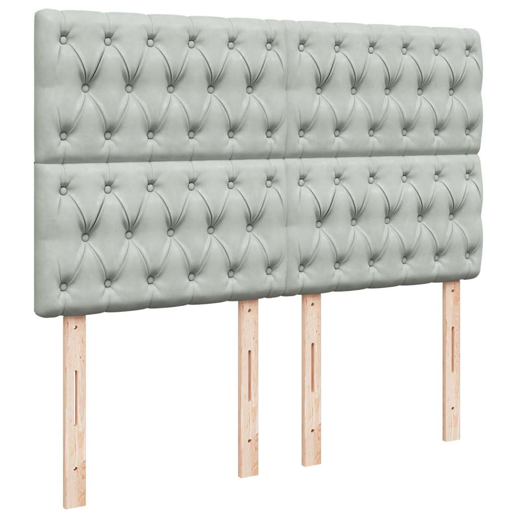 Cadre de lit ottoman et matelas gris clair 140x190 velours