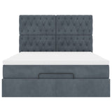 Cadre de lit ottoman avec matelas gris foncé 140x190 cm velours