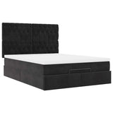 Cadre de lit ottoman avec matelas noir 140x190 cm velours