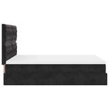 Cadre de lit ottoman avec matelas noir 140x190 cm velours