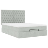 Cadre de lit ottoman avec matelas gris clair 140x200 cm velours