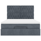 Cadre de lit ottoman avec matelas gris foncé 140x200 cm velours