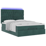 Cadre de lit ottoman avec matelas vert foncé 140x200 cm velours