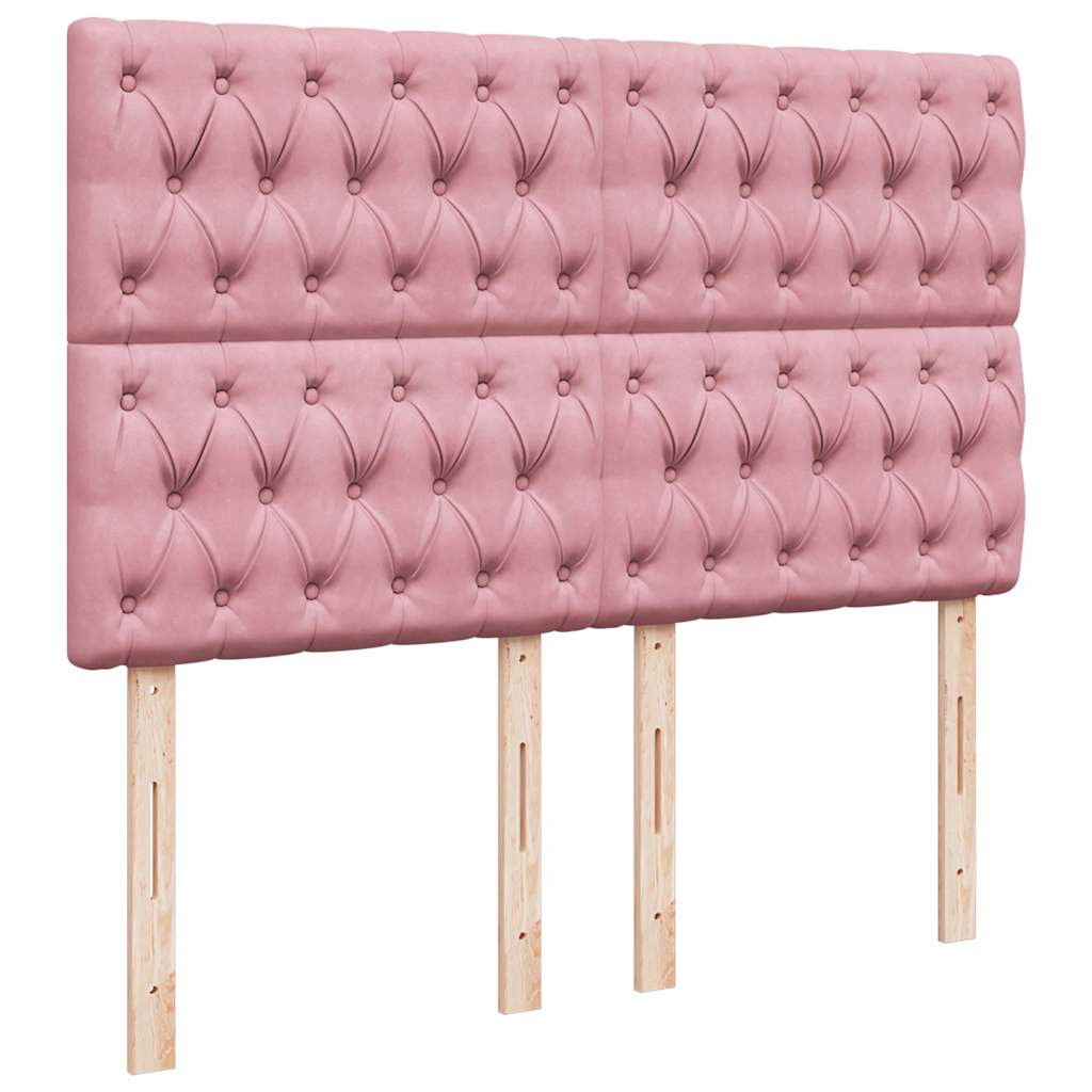 Cadre de lit ottoman avec matelas rose 140x200 cm velours