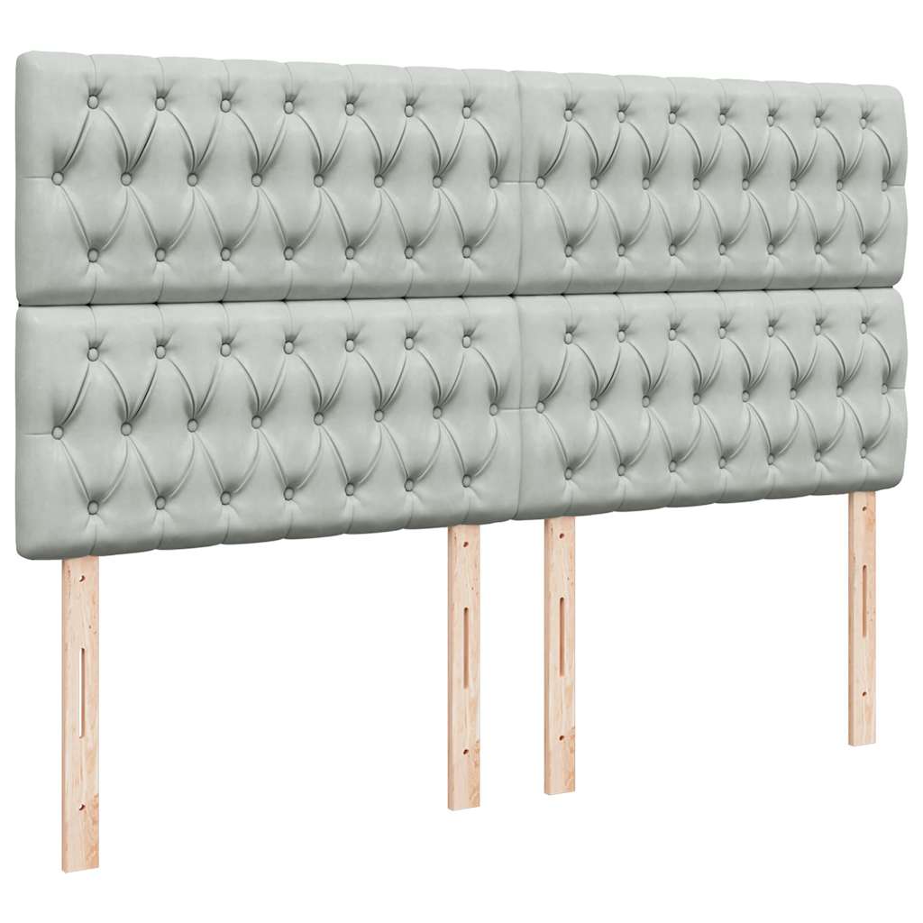 Cadre de lit ottoman et matelas gris clair 160x200cm velours