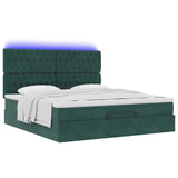 Cadre de lit ottoman avec matelas vert foncé 160x200 cm velours