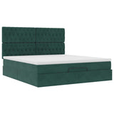 Cadre de lit ottoman avec matelas vert foncé 160x200 cm velours