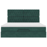 Cadre de lit ottoman avec matelas vert foncé 160x200 cm velours