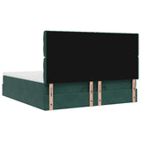 Cadre de lit ottoman avec matelas vert foncé 160x200 cm velours