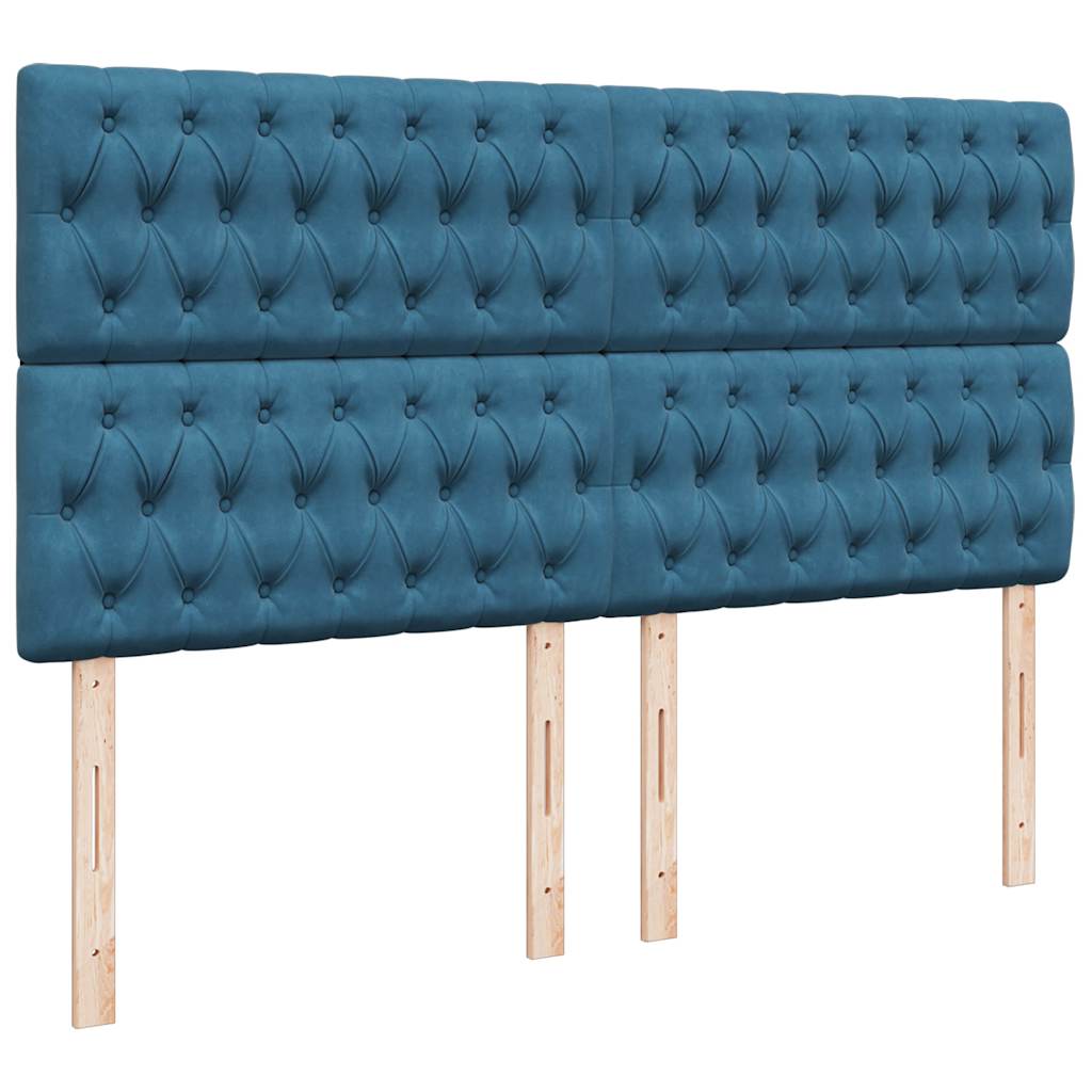 Cadre de lit ottoman avec matelas bleu foncé 160x200 cm velours