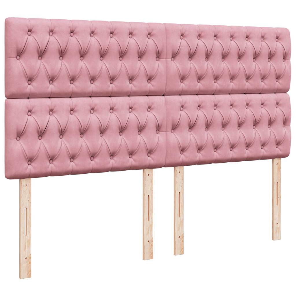 Cadre de lit ottoman avec matelas rose 160x200 cm velours