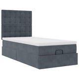 Ottoman bed frame with dark gray mattress 80x200 cm velvet