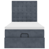 Ottoman bed frame with dark gray mattress 80x200 cm velvet