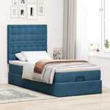 Cadre de lit ottoman avec matelas bleu foncé 80x200 cm velours