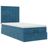 Cadre de lit ottoman avec matelas bleu foncé 80x200 cm velours