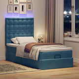 Cadre de lit ottoman avec matelas bleu foncé 80x200 cm velours