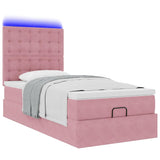 Cadre de lit ottoman avec matelas rose 80x200 cm velours