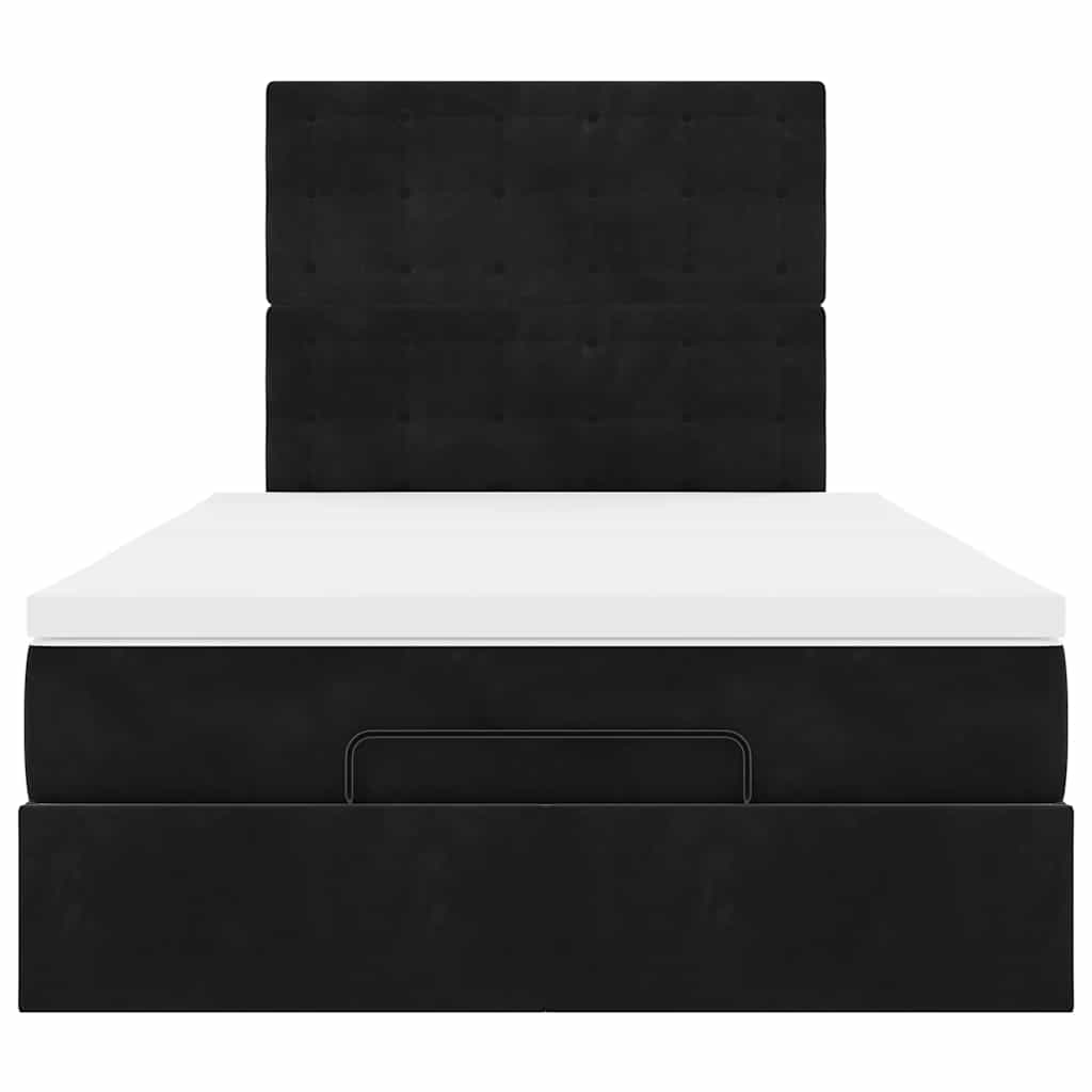 Cadre de lit ottoman avec matelas noir 120x200 cm velours