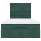 Cadre de lit ottoman avec matelas vert foncé 120x200 cm velours