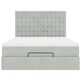 Cadre de lit ottoman et matelas gris clair 140x190 velours