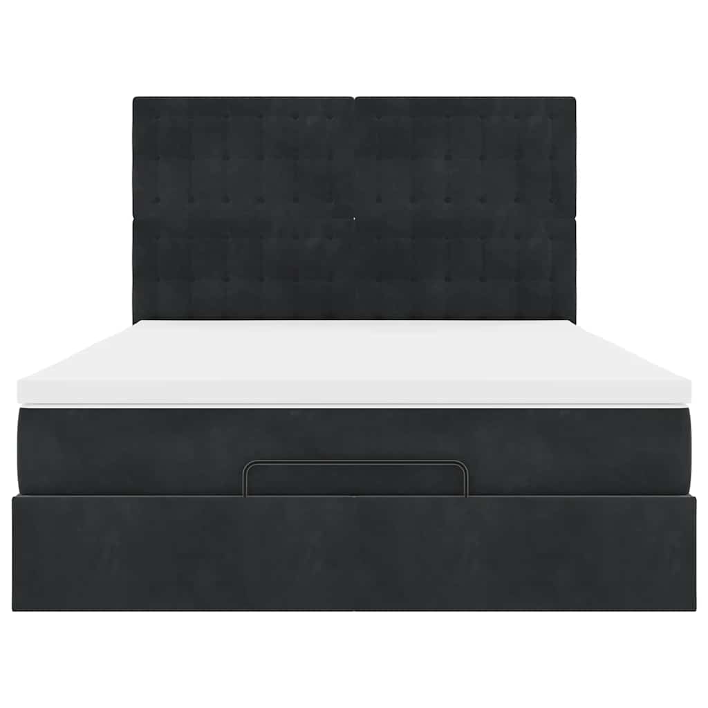 Cadre de lit ottoman avec matelas noir 140x190 cm velours