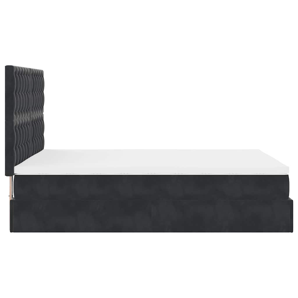 Cadre de lit ottoman avec matelas noir 140x190 cm velours