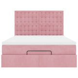 Cadre de lit ottoman avec matelas rose 140x190 cm velours