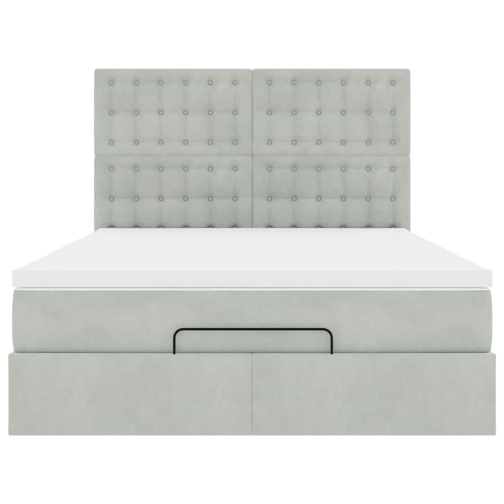 Cadre de lit ottoman avec matelas gris clair 140x200 cm velours