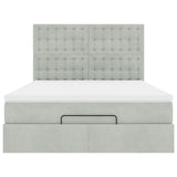 Cadre de lit ottoman avec matelas gris clair 140x200 cm velours